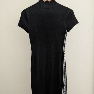 MICHAEL KORS black logo tape ribbed knit dress